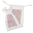 thumbnail image 2 of Spring Fabric Pouch Set of 2, Swallow Birds Sitting on Flowering Tree Branches Pastel Toned Pattern, Drawstring Bag for Toiletries Masks and Favors, 9" x 6", Pale Pink Mustard Lilac, by Ambesonne, 2 of 2