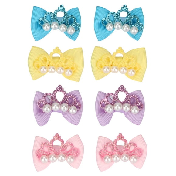 20 Pcs Petits Nœuds pour Poils de Chien avec Design Couronne, Bande Élastique Accessoires pour Poils de Chiot pour Toilettage Maltais, Yorkshire, Teddy