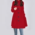 thumbnail image 2 of ZZwxWA Women's Elegant Solid Color Mid-Length Thicken Warm Wool Blend Coat Long Jackets, 2 of 7