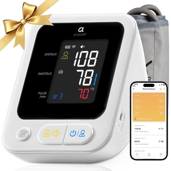 arboleaf Upper Arm Blood Pressure Monitor, Heart Health Tracker with App – Rechargeable & Bluetooth
