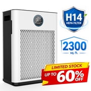 Air Purifier, FRESHDEW Air Purifiers for Home with H14 HEPA and Activated Carbon Filter, Removes 99.99% of Dust,Odors,Smoke,and Pet Hair Covers up to 2300 Sq.Ft, Quiet and Energy Efficient