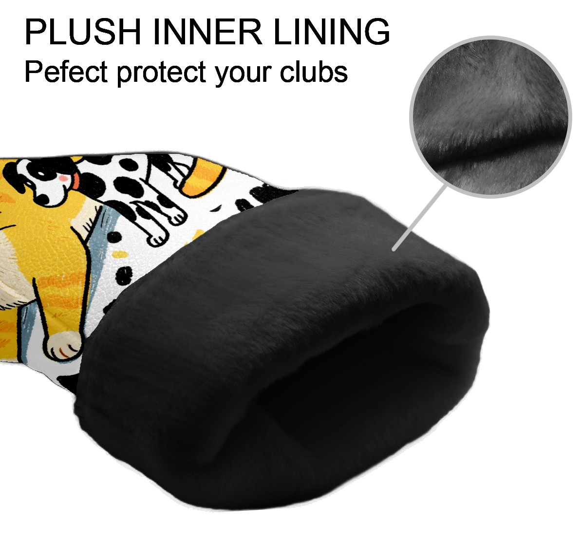 Golf Club Covers, Yellow Pets Premium PU Leather Driver Hybrid Putter Head Covers with Velvet Lining, Waterproof Golf Gifts for Men Women