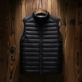 thumbnail image 5 of BAETEUY Men Cotton Vest, Stand Collar, Sleeveless, Zipper, Placket, Lightweight, Quilted, Waistcoat, Solid, Color, Cotton, Vest, Jacket, Pockets, 5 of 7