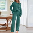 thumbnail image 2 of Dazajoo Fuzzy Fleece Lounge Sets for Women 2 Piece Pajama Set Long Sleeve Crewneck Pullover with Drawstring Pants Soft Lightweight Sleepwear,Green,XXXXXL, 2 of 8