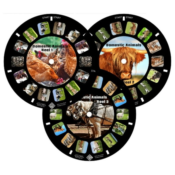 Farm Animal Reels for Viewfinder, Domestic Animals, Compatible with Viewmaster Classic Viewers. Set of 3 (Reels Only)