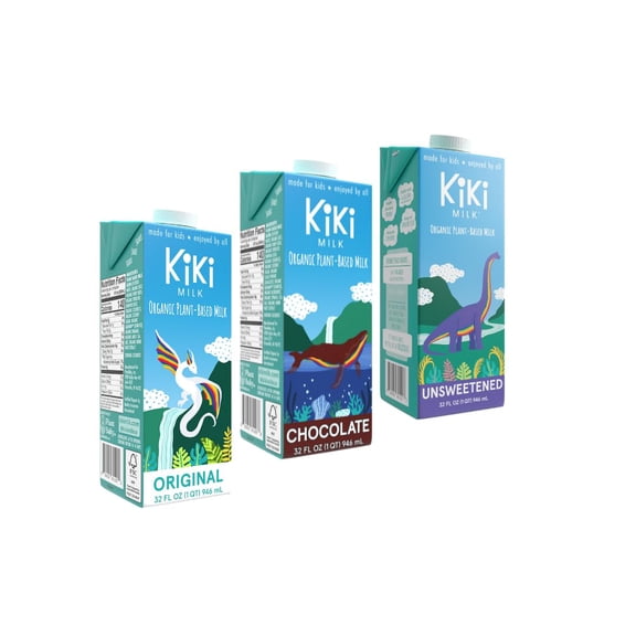 Kiki Milk 3-Pack Family Sampler of Original, Chocolate, and Unsweetened Plant-based Milk