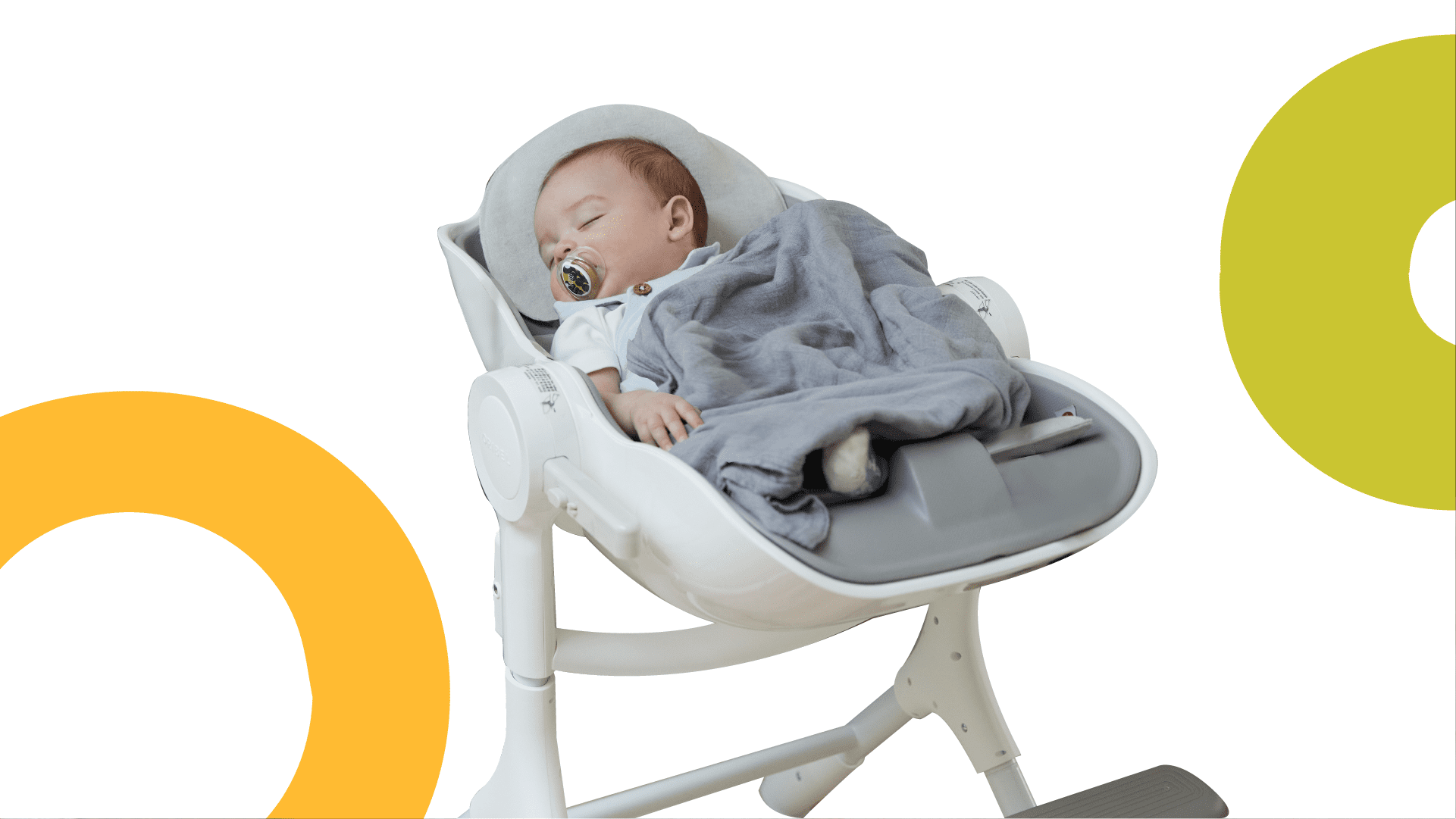 Oribel Cocoon Z Infant High Chair, 5 Adjustable Heights, 0m-3yrs, Ice Grey