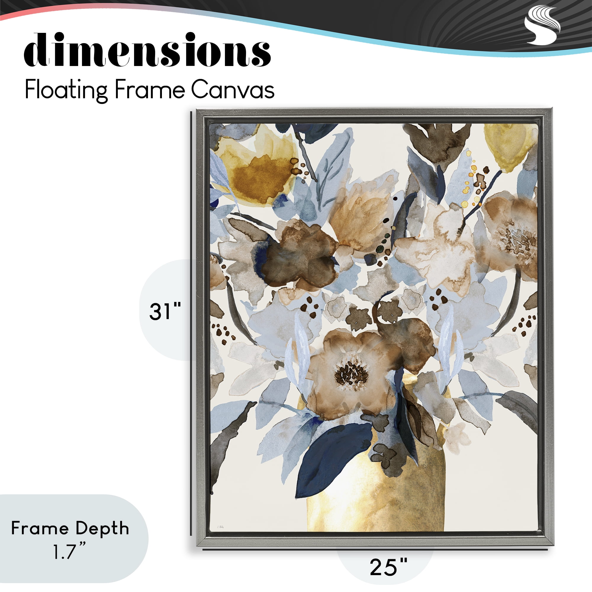Stupell Industries Expressive Earthy Blossoms Gray Framed Floater Canvas Wall Art, design by Val Rhodes