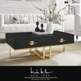 thumbnail image 1 of Nicole Miller Plumeria Coffee Table 2 Drawers Hight Gloss Lacquer Finish Polished Stainless Steel Base, 1 of 10