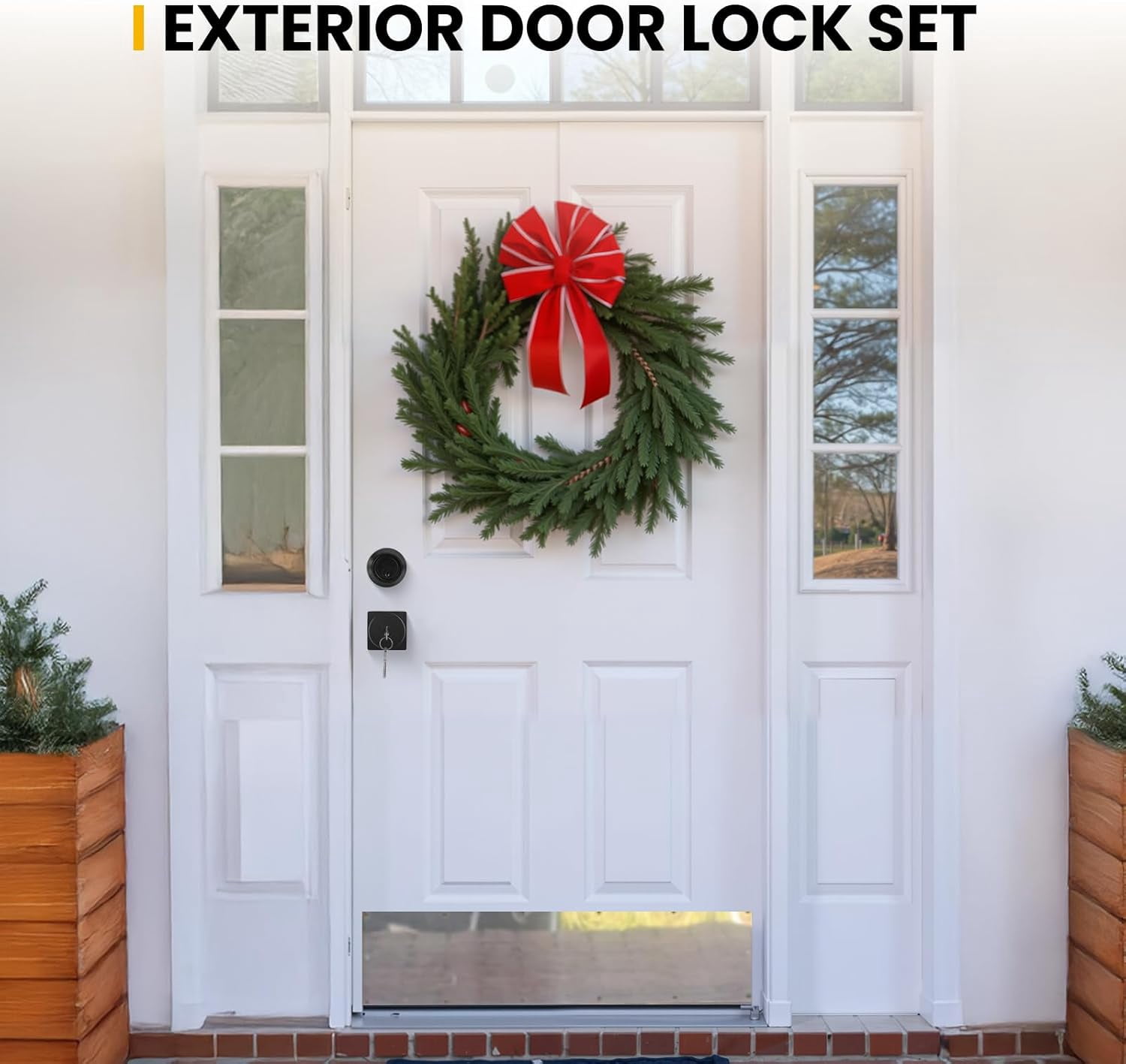 Matte Black Exterior Door Knob with Lock and Key, Keyed-Different Deadbolt Lock and Door Knob Set 3 Pack Set