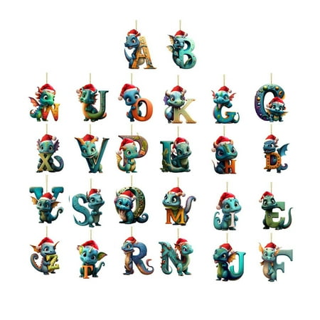 

26pc Set Letters Christmas Ornament New Decoration Ornaments Christmas Dragon Baby Egg Acrylic Christmas Hanging Ornament Chandelier Chain Popcorn Ornament Resin Large Stain Glass Window Hanging Mini