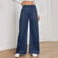 thumbnail image 6 of Elastic Waist Jeans for Women, Audhol Women's Wide Leg Jeans High Wasited Elastic Waist Baggy Denim Pants Pull on Jeans for Women Dark Blue L, 6 of 6