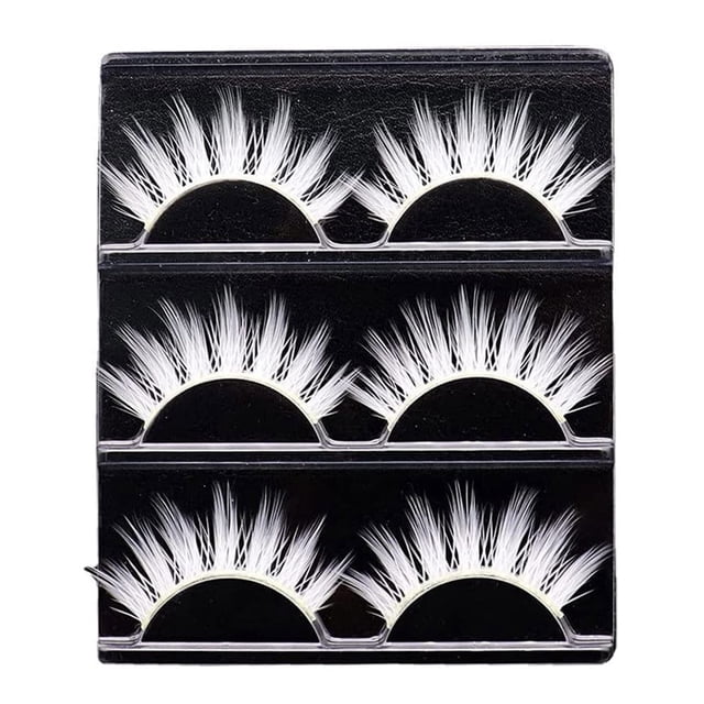 3 pares de pestañas postizas blancas para cosplay, maquillaje, pestañas postizas naturales blancas, para actuaciones en escenarios, disfraces, fiestas, extensiones de pestañas blancas.