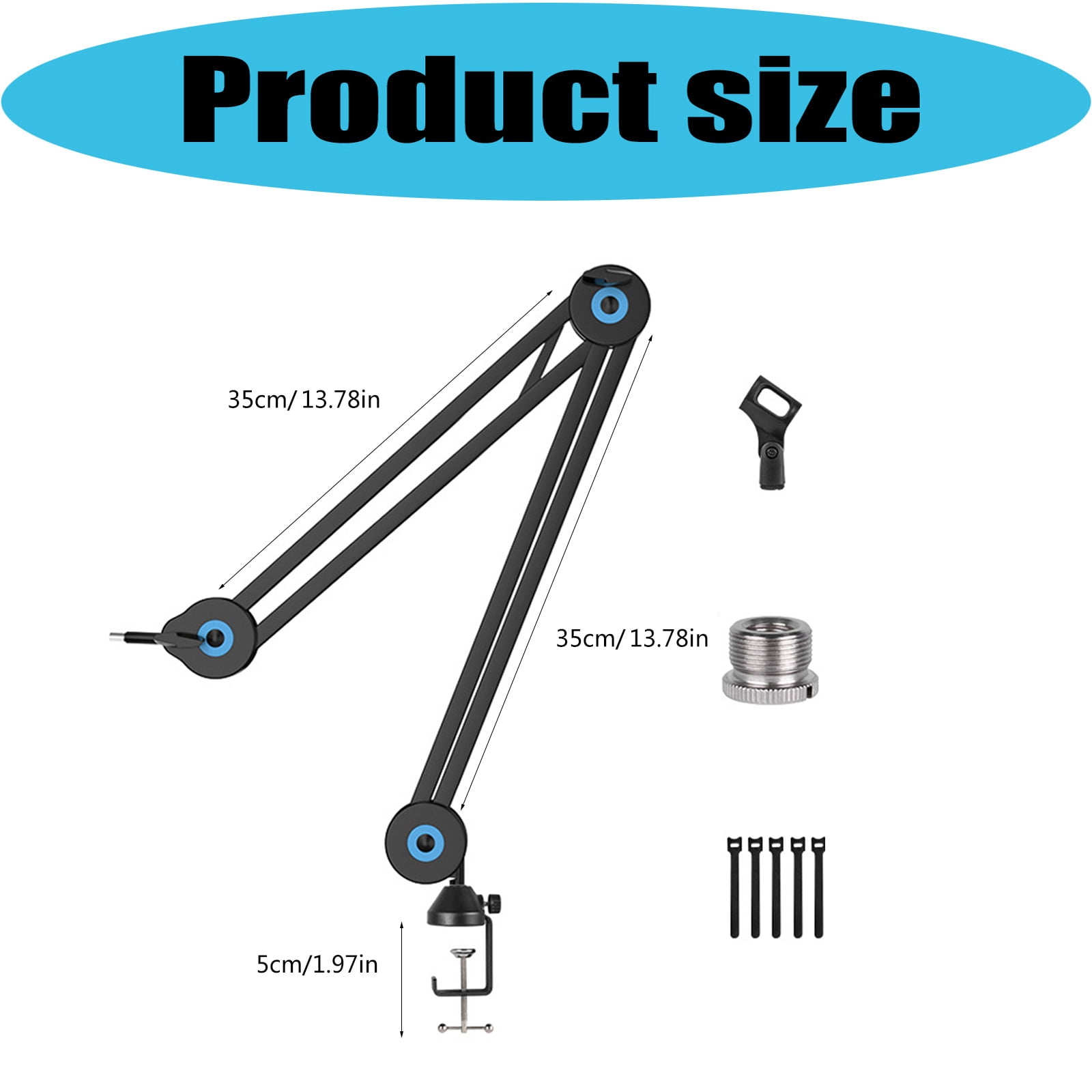 1/4 Thread Mic Suspension Scissor Boom Stand With 360Degree Rotating Base Adjustable Arm For Podcasting Recording Studio