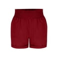 thumbnail image 5 of TAGOLD Womens Shorts Linen Like Solid Color Shirred Elastic Waist 3 Inch Length Shorts With Pockets, 5 of 5