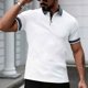thumbnail image 1 of Ceisia Men's Regular Fit Contrast Trim Jacquard Short Sleeve Turndown Collar Casual Polo Shirt Gifts, 1 of 9