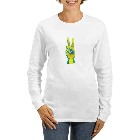 CafePress - Peace For Ukraine Ukrainian Ha Long Sleeve T Shirt - Women's Long Sleeve Graphic Casual T-Shirt