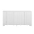 thumbnail image 4 of 4 Door Sideboard Buffet Cabinet, Kitchen Lockers with Linear Decorative Doors and Multi-layer Pine Veneer Design, Console Table with Storage Credenza Accent Cabinet for Living Room, Dining Room(White), 4 of 9