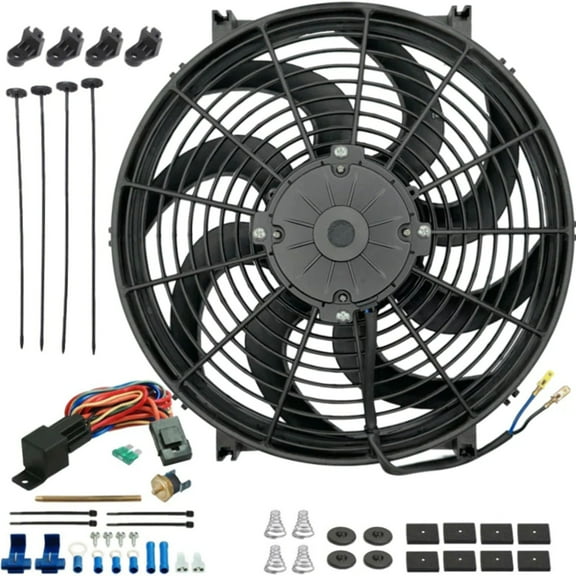 14-15 Inch 180w Electric Cooling Fan Push-In Probe Thermostat Switch Kit