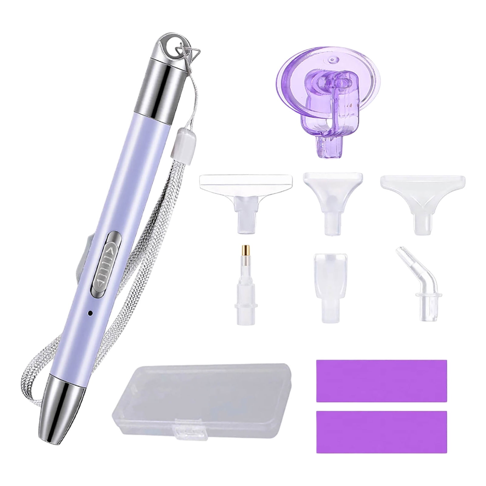 2 Pack LED Diamond Painting Pens with Light - USB Rechargeable 5D Drill Pens Kit Includes 12 Tips, 2 Anti- Mats & 2 Wax Cases - Essential Accessories for DIY Diamond Art Kits (Purple)