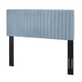 thumbnail image 3 of Contemporary Modern Urban Designer Bedroom Full and Queen Size Headbaord, Velvet Fabric, Light Blue, 3 of 6