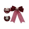 thumbnail image 3 of INSPIRE CHIC Women's Elegant Pre-Tied Velvet Imitation Pearl Rhinestone Bow Brooch, 3 of 5