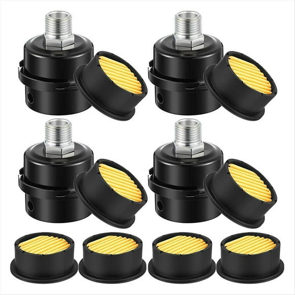 4 Air Compressor , 1/2inch Air Compressor Intake Filter Silence and 20mm Filter Noise Muffler Replacement Parts,4 * Air Compressor-Silencer 8 * filter