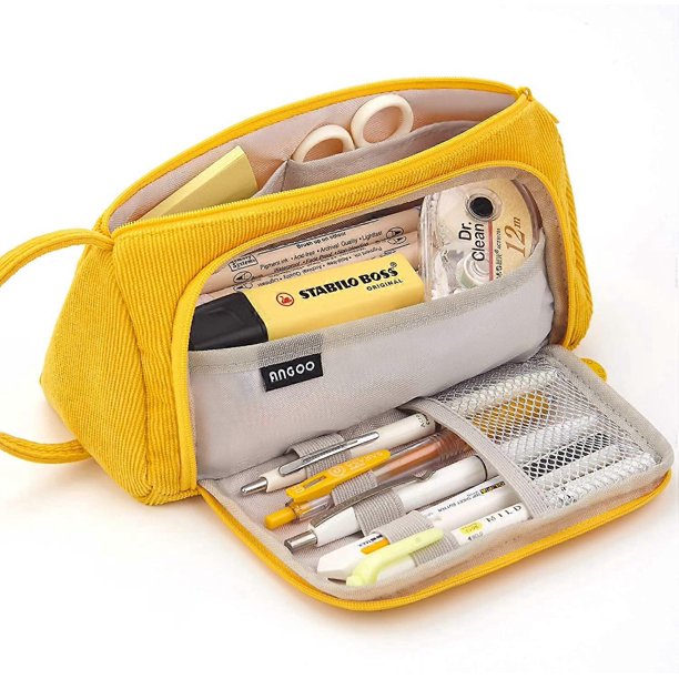 ZHAOCHENG Estuche de lona de gran capacidad para lápices, bolsa de almacenamiento grande, estuche para rotuladores, bolsa de papelería sencilla, organizador para la escuela, la universidad y la oficin