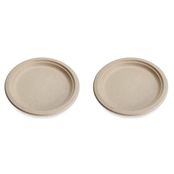 100 Compostable Disposable Paper Plates Bulk 9 Inch 100 Pack, Bamboo