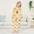 thumbnail image 5 of Fluffy Pajamas Set Fuzzy Winter Warm Pj Sets Pullover Tops and Long Pants Orange and Purple Fireworks Pattern X-Small, 5 of 8