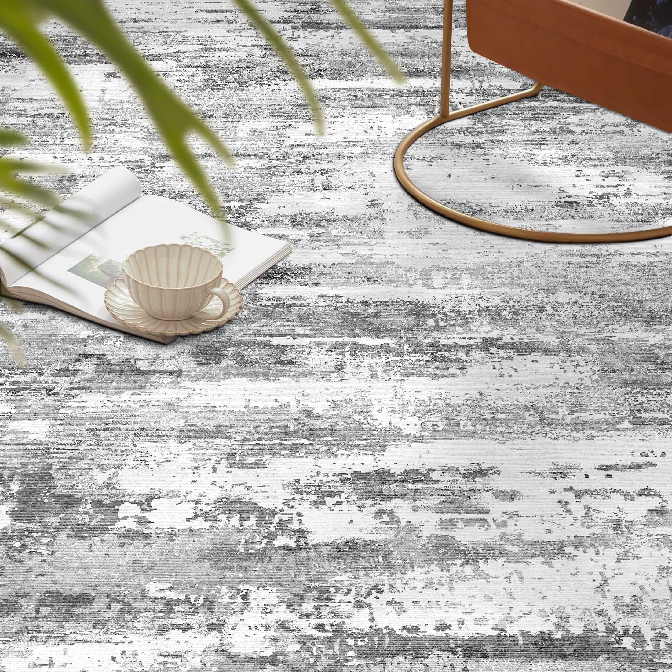 BERTHMEER 8'x10' Area Rugs for Living Room Large Abstract Bedroom Dining Room Modern Machine Washable Non-slip Rugs,Gray