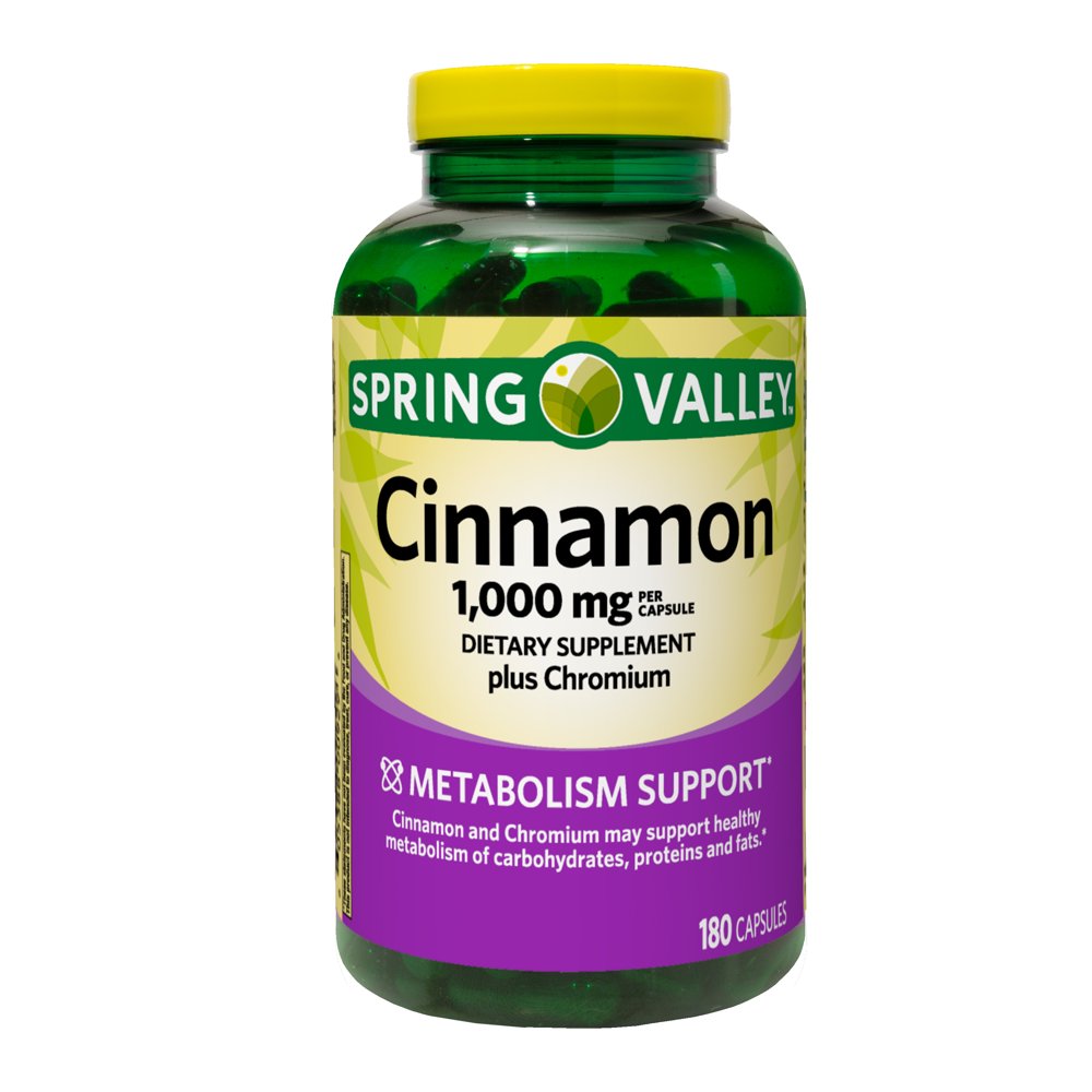 Spring Valley Cinnamon Plus Chromium Dietary Supplement, 1,000 mg, 180