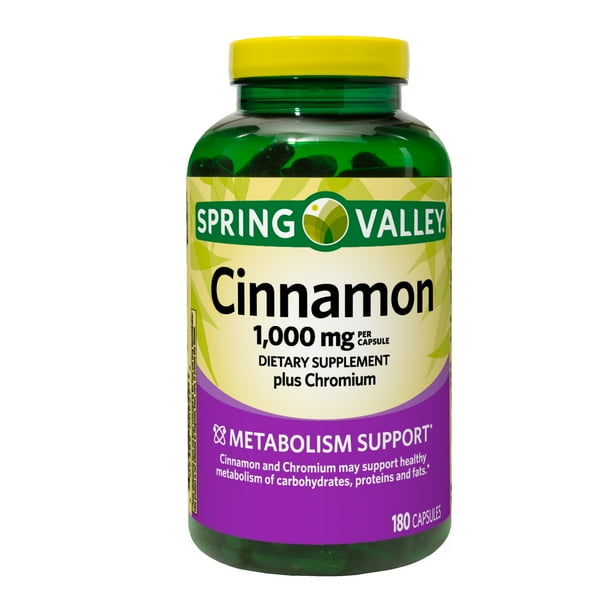 Spring Valley Cinnamon Plus Chromium Dietary Supplement, 1,000 mg, 180