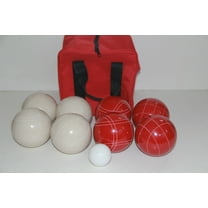 Italian/American Made, 110mm EPCO Bocce Set - Rustic White/Red Balls and red/Black Bag