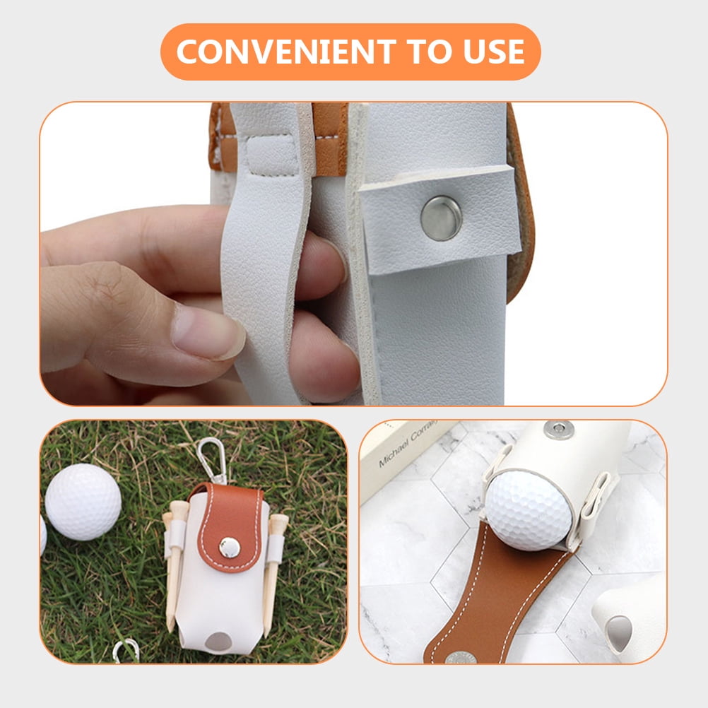 HOMEMAXS 4pcs Reusable Golfs Ball Holder Small Golfs Tee Organizer Golfs Ball PU Bag Small Bag for Golfing Ball