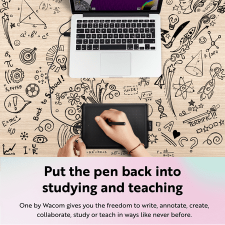 One by Wacom Student Drawing Tablet (small) – Works with Chromebook, Mac, PC - Black/Red