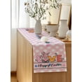 thumbnail image 5 of Table Runner 48 Inches Long for Kitchen Dining, Happy Easter Dresser Scarf Farmhouse, Dining Table Decorations for Wedding/Parties, Spring Gnomes Rabbits Eggs Love Flowers Pink 13 x 48 In, 5 of 8