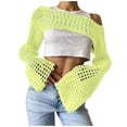 thumbnail image 1 of Tenue de Plage Solide Col Rond pour Femmes Tenue de Couverture Tricotée à Manches Longues, 1 of 5