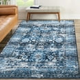 thumbnail image 2 of Hasoo Area Rug 8' x 10' Vintage Distressed Floral Area Rug for Living Room Washable Soft Indoor Floor Carpet, Navy, 2 of 5