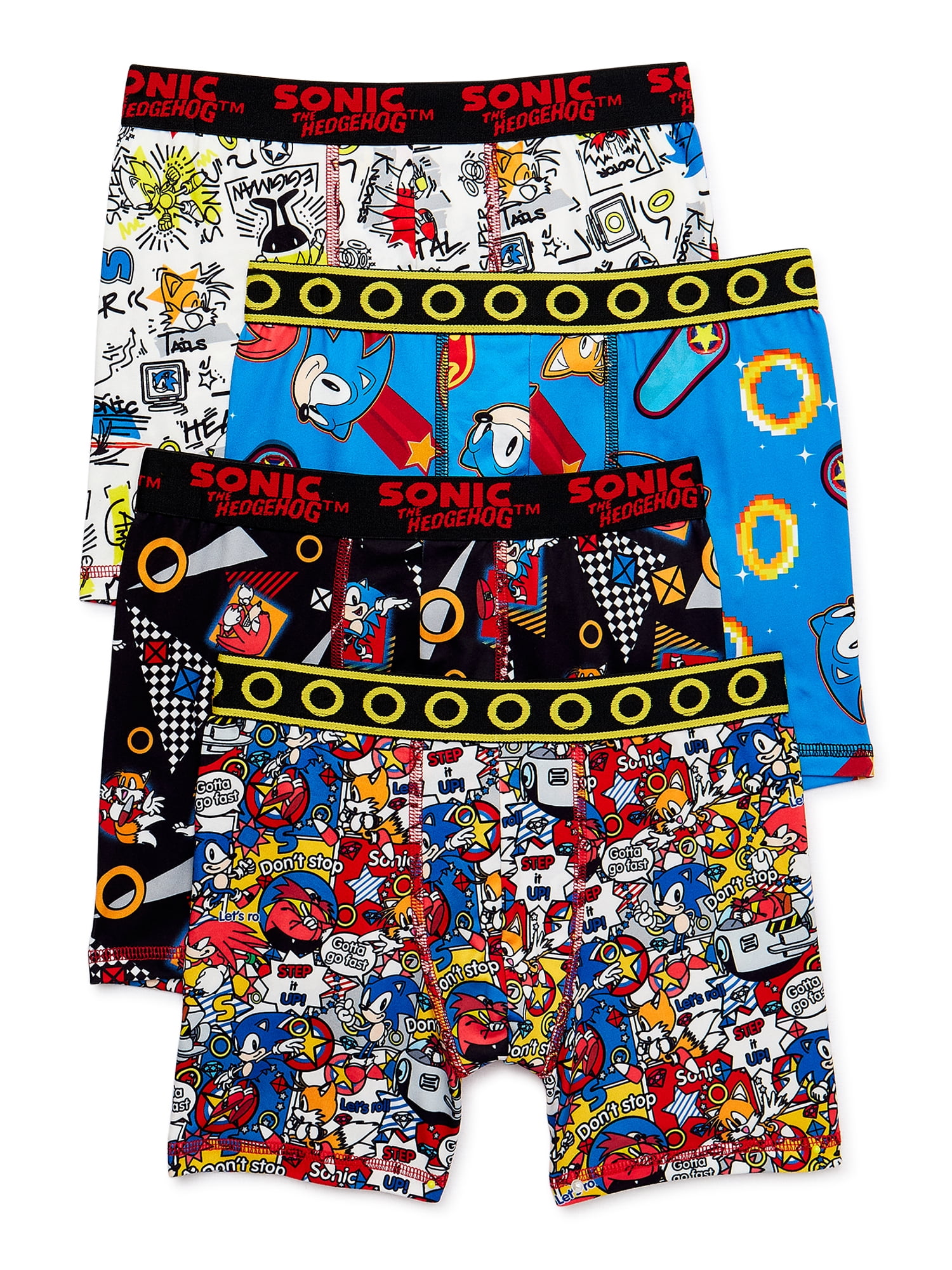 Sonic the Hedgehog Boy's All Over Print Boxer Briefs Underwear, 4Pack