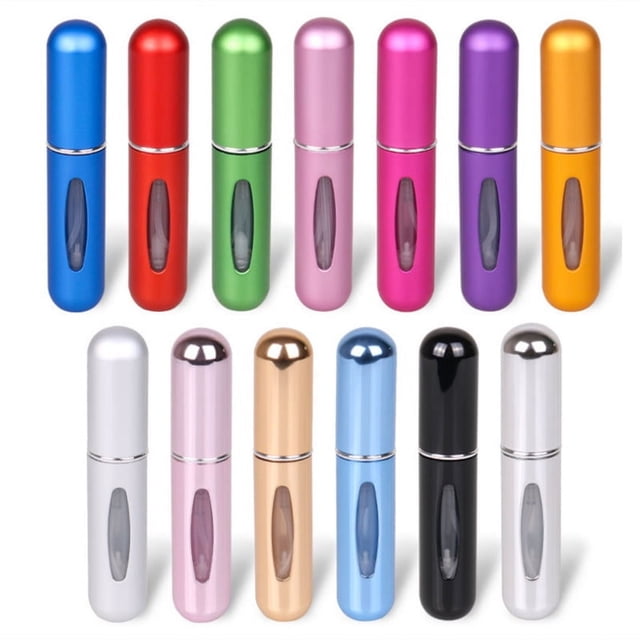 Botella de spray para perfume con relleno inferior de 5 ml, botella de aluminio electroquímico reciclable para rellenar perfumes, botella cosmética portátil