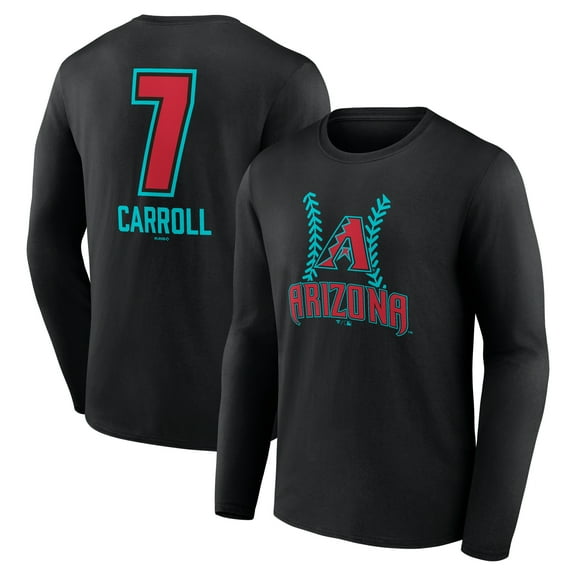 Men's Corbin Carroll Black Arizona Diamondbacks Name & Number Fastball Long Sleeve T-Shirt