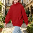 thumbnail image 5 of Children Pockets Sweatshirt Solid Color Winter Long Sleeve Sweatshirt for Boys Girls, 5 of 8