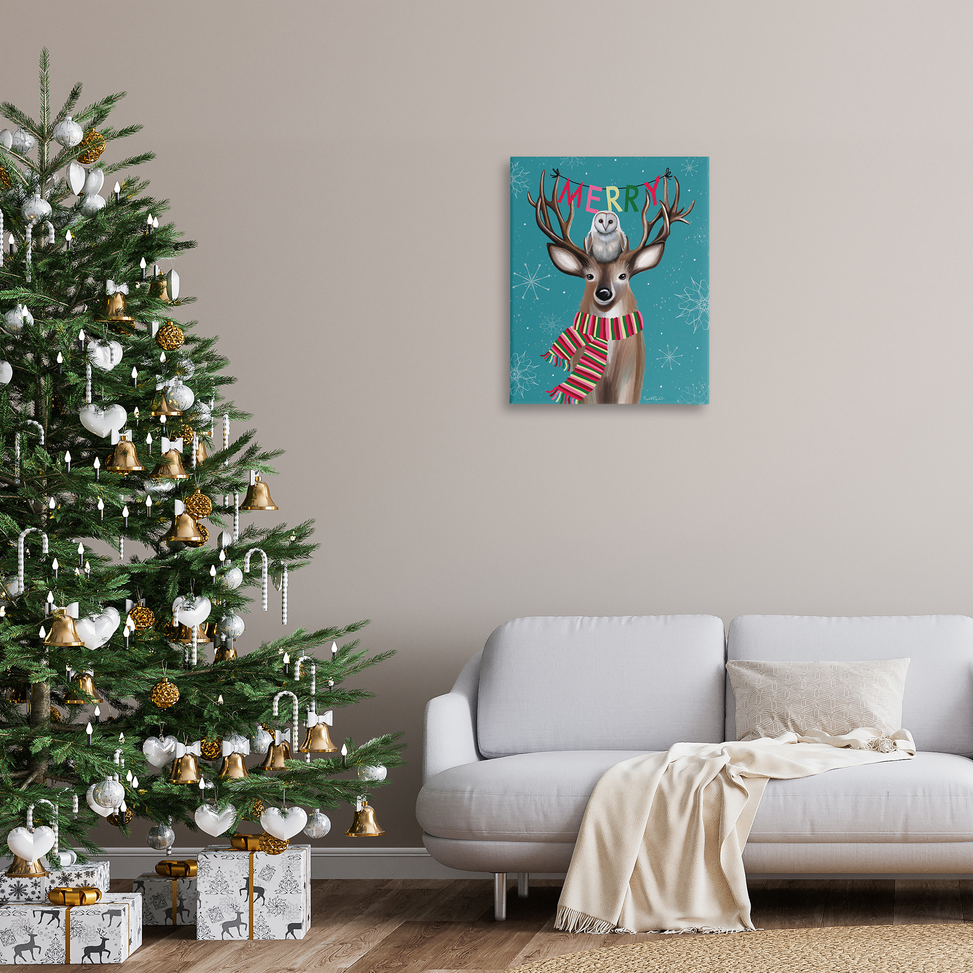 Stupell Industries Woodland Merry Creatures Holiday Painting Gallery Wrapped Canvas Art Print Wall Art, 24 x 30
