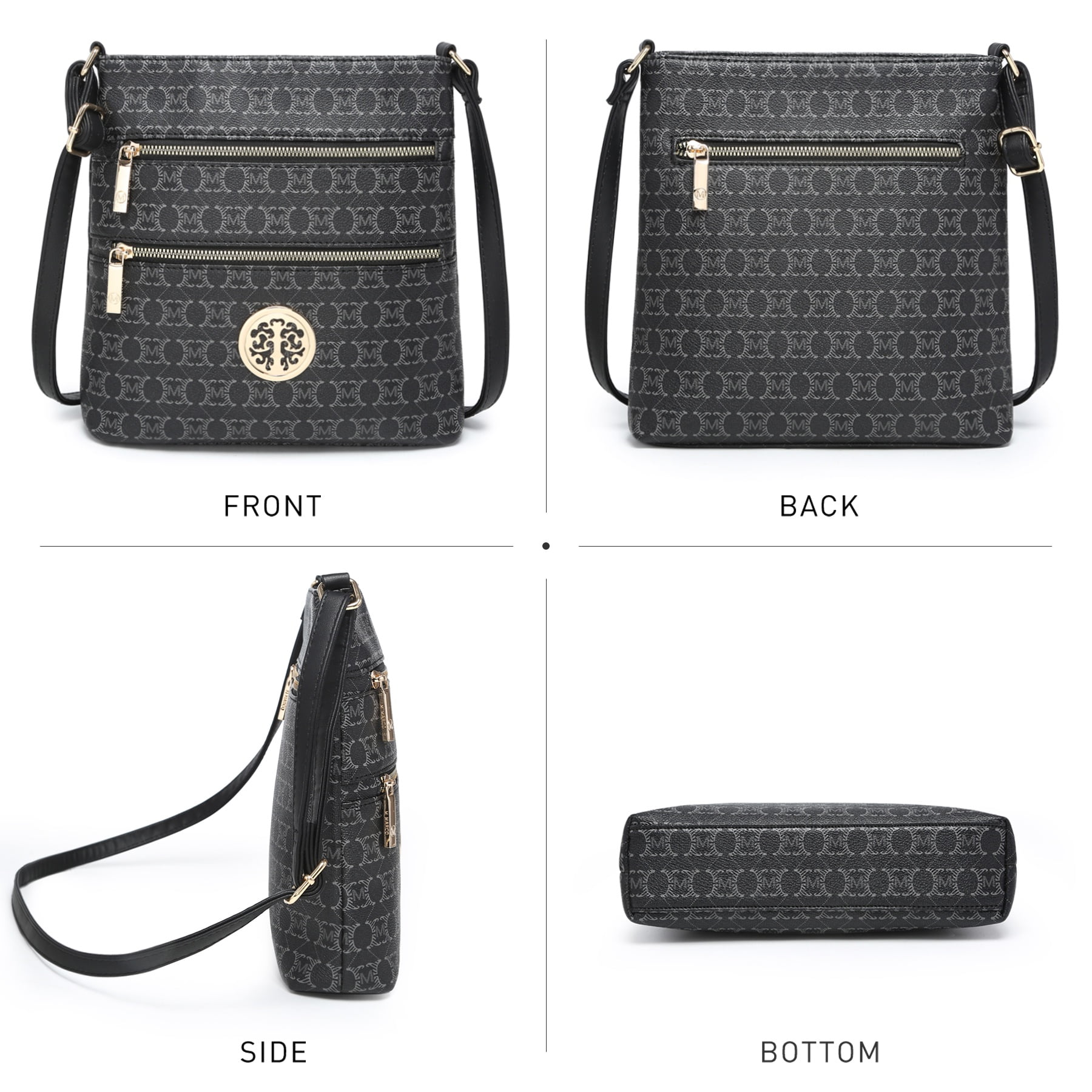 VANSARTO Crossbody Bags for Women Multi Pocket Crossbody Purses Trendy Vegan Leather Shoulder Handbags with Adjustable Strap, Black