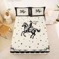 thumbnail image 5 of Homewish Boho Western Cowboy Bed Sheets,Retro Stars Full Size Sheets,Black Cream,4pcs,1 Flat Sheet, 1 Fitted Sheet and 2 Pillowcases, 5 of 6