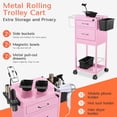 thumbnail image 3 of Carrito rodante Salon TASALON con 2 cuencos magnéticos de metal rosa, 3 of 7