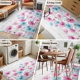 thumbnail image 6 of Rectangle Area Rug 4x6ft, Watercolor Blue Pink Flowers Non-Shedding Washable Area Rug, Country Floral on Wood Non Slip Low-Profile Rugs for Living Room, Bedroom Dining Room, 6 of 9