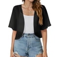 thumbnail image 2 of Dwellite Womens Shrug Chiffon Short Sleeve Shawl Open Front Cardigans Lightweight Bolero for Evening Dressy Black L, 2 of 4