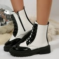 thumbnail image 2 of Dasayo Non Slip Women Boots Motorcycle Ankle White Side Zip Faux Leather Colorblock Lace up Boots Womans Shoes 41, 2 of 8